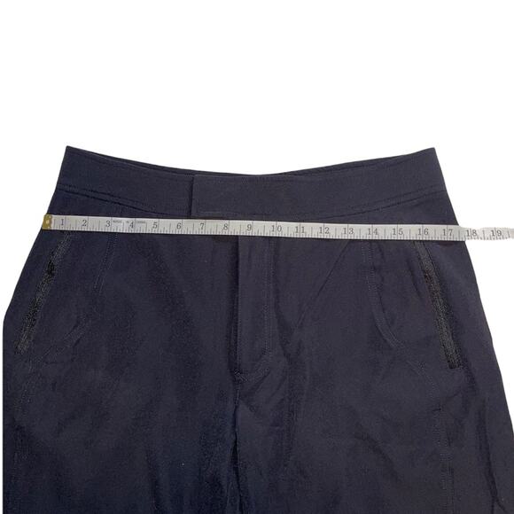Athleta Casual Athletic Pants Jet Black with Faux Leather Trim Size 12 - Picture 10 of 12